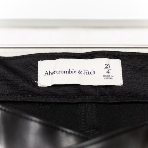 ABERCROMBIE & FITCH Crossover Waist Vegan Faux Leather Jeans Pants Black Sz 27/4 - Picture 13 of 15